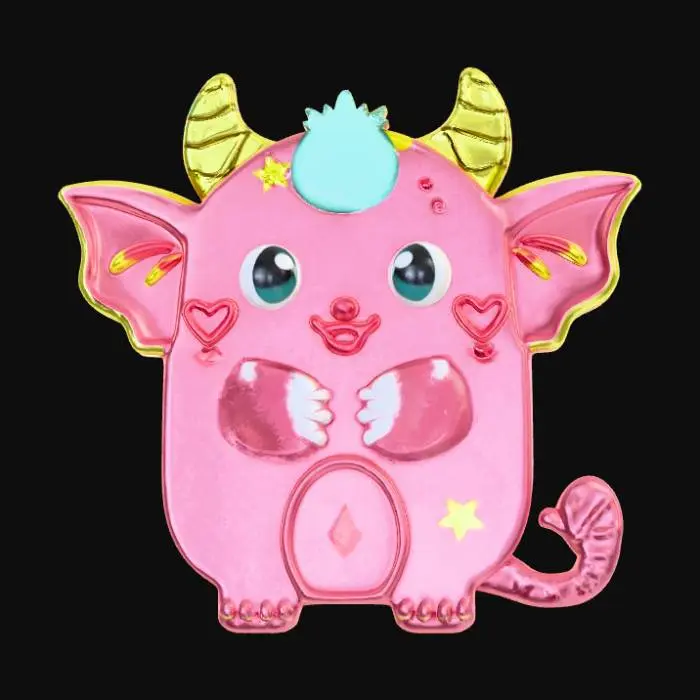 3D model for Kawaii, enamel pin, designed like an monster