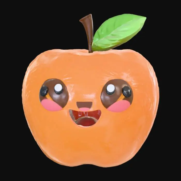3D model for Simple, smooth surface, Contemplation kawaii fruit.