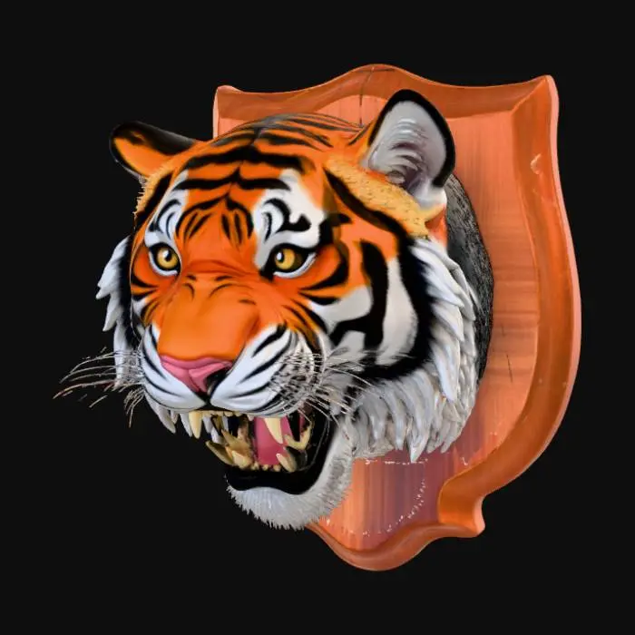 3D model for High detail, wall decor, Mounted Tiger head