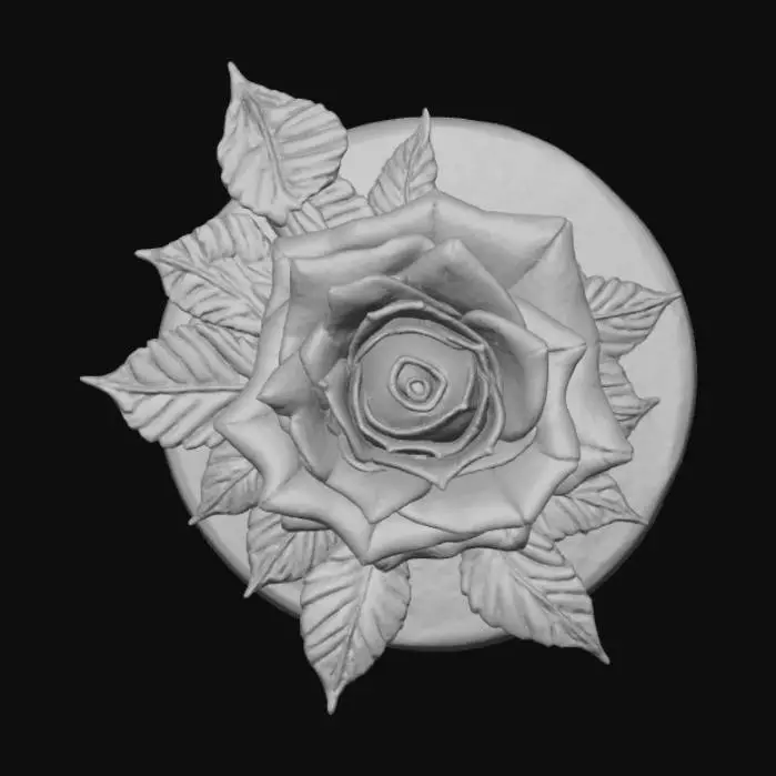 3D model for High detail, wall decor, Mounted, high detail, rose head
