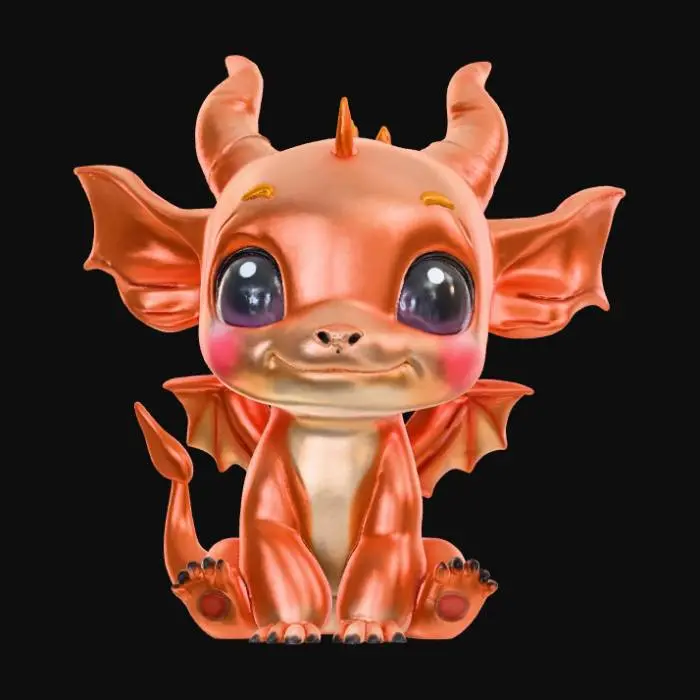 3D model for Smooth, low detail, Chibi dragonling sitting, smooth detail