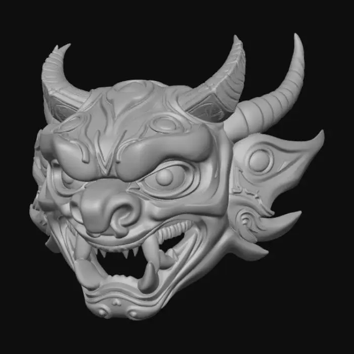 3D model for Smooth detail, Demon Oni Mask