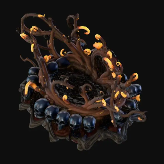 3D model for High detail, extravagant, tabletop horror decoration, with extravagant horror base and backdrop.