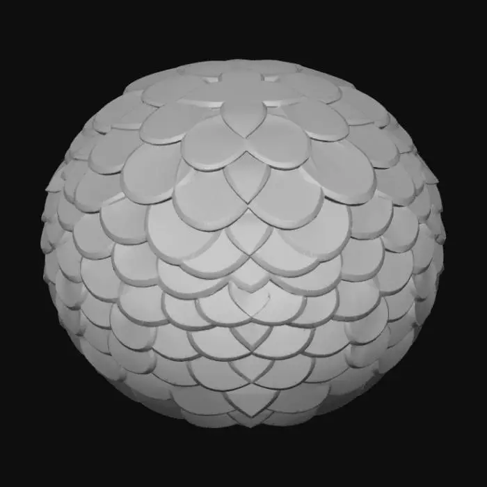 3D model for High detail, dragon scale plate, dragon scales in a staggered form.