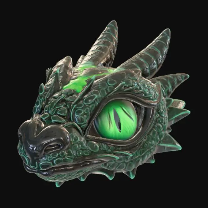 3D model for Fantasy dragons eye enamel pin.