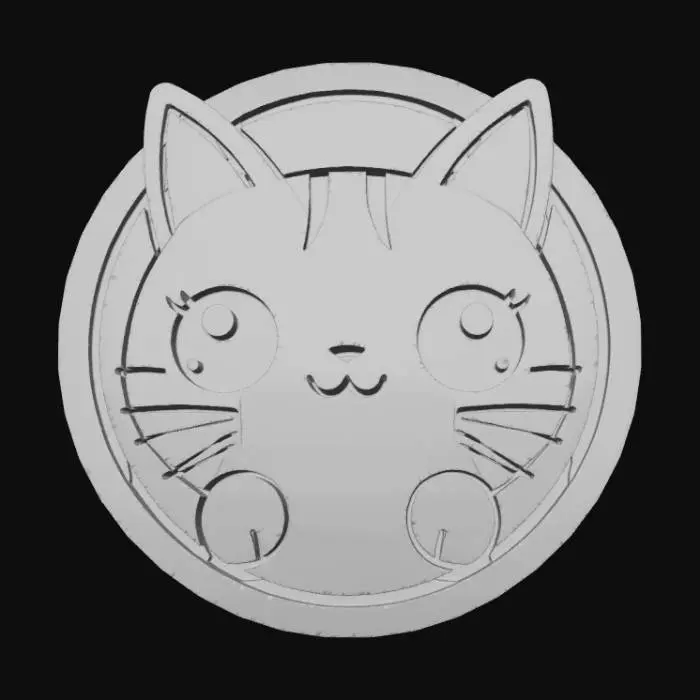 3D model for Smooth detail, coaster, with engraved detail of a kawaii animal