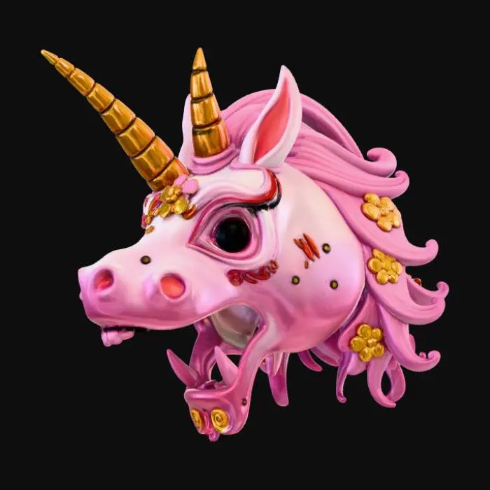3D model for Smooth detail, Unicorn Oni Mask