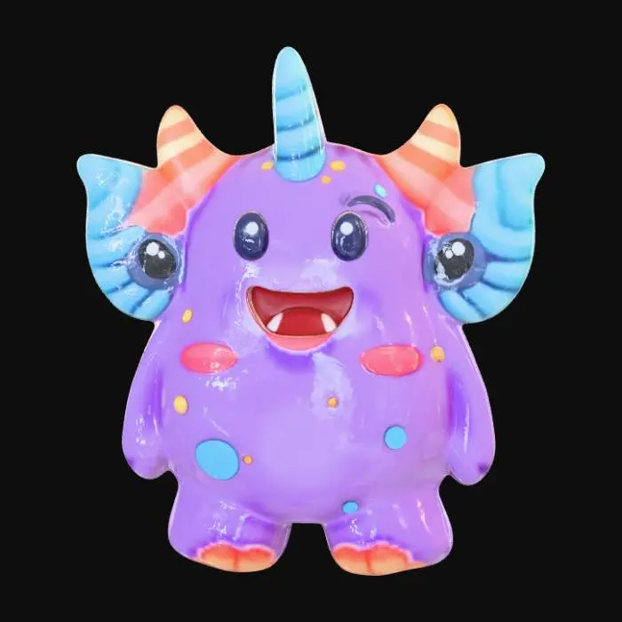 3D model for Kawaii, enamel pin, designed like an monster