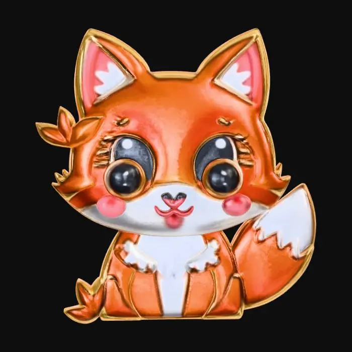 3D model for Kawaii, enamel pin, designed like an animal