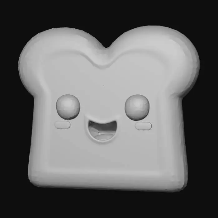 3D model for Smooth detail, kawaii slice of bread