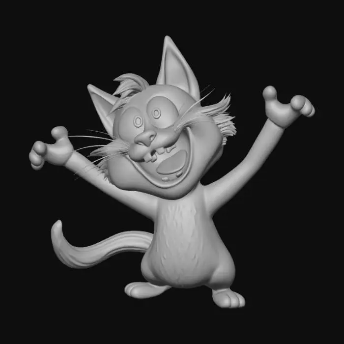 3D model for Smooth detail, cartoon animal, splatting dramatically, onto the hardwood floor base.