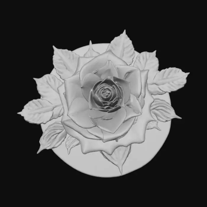 3D model for High detail, wall decor, Mounted, high detail, rose head