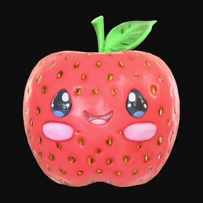 3D model for Simple, smooth surface, Contemplation kawaii fruit.