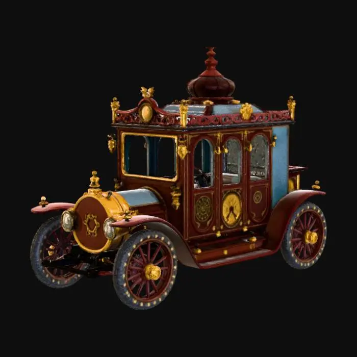 3D model for High detail, gothic, clockwork, extravagant, vehicle