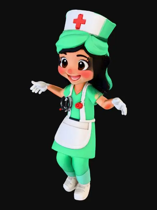 3D model for Erstelle mir einen cartoonartigen Krankenpfleger, der die Arme ausbreitet