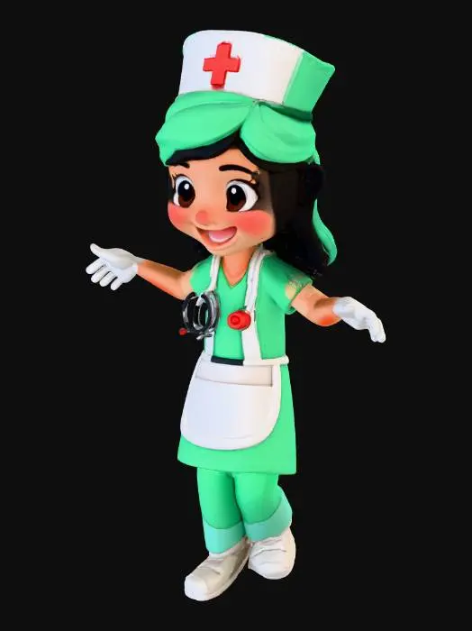 3D model for Erstelle mir einen cartoonartigen Krankenpfleger, der die Arme ausbreitet