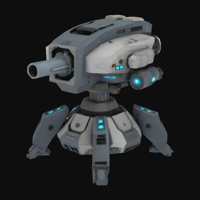 3D model for turret that will shoot railgun bullets against monsters