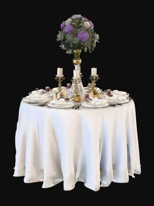 3D model for Ivory and Gold Floral Table Setting