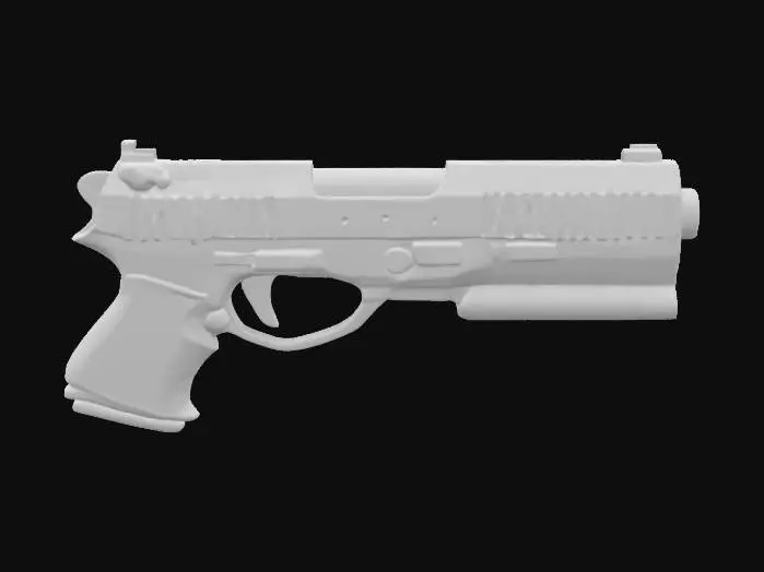 3D model for A sleek photorealistic modern compact covert spy weapon in its natural black finish, highly detailed, 