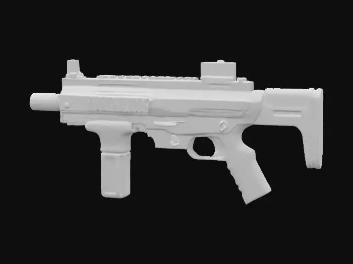 3D model for A sleek photorealistic modern compact covert Mac-10 Micro Uzi Style submachine pistol weapon in its natural black finish 