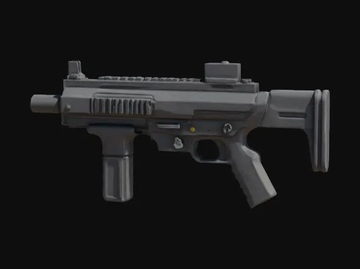 3D model for A sleek photorealistic modern compact covert Mac-10 Micro Uzi Style submachine pistol weapon in its natural black finish 