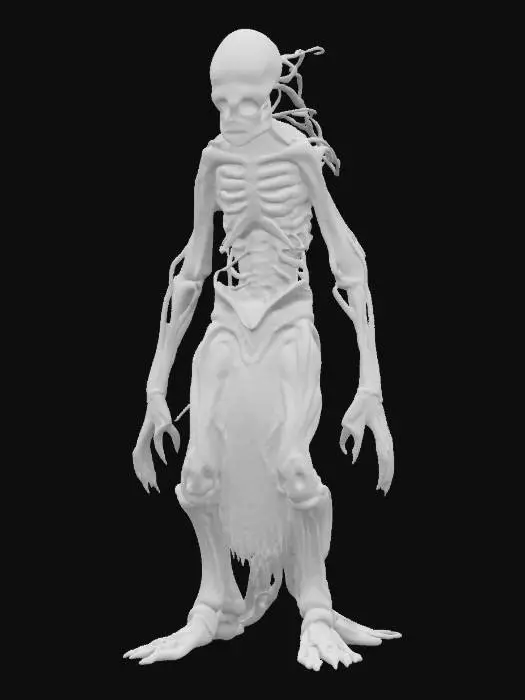 3D model for The spectral form of a rouge insane artificial intelligence, designed by HR Geiger, designed by Junji Ito, horror 