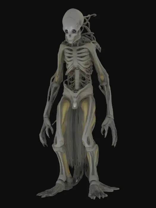 3D model for The spectral form of a rouge insane artificial intelligence, designed by HR Geiger, designed by Junji Ito, horror 