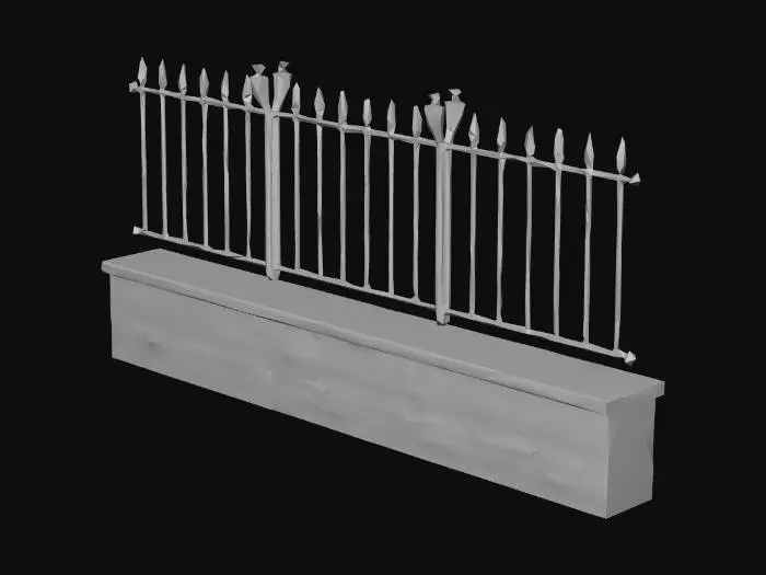 3D model for Iron Fence and Brick Wall