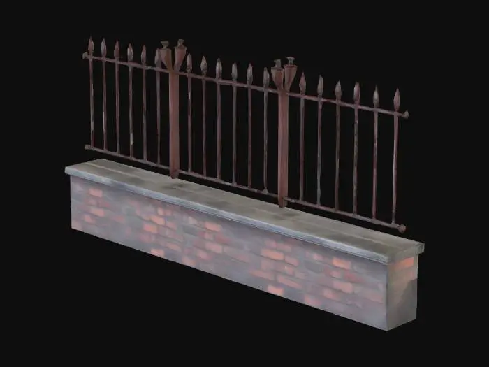 3D model for Iron Fence and Brick Wall