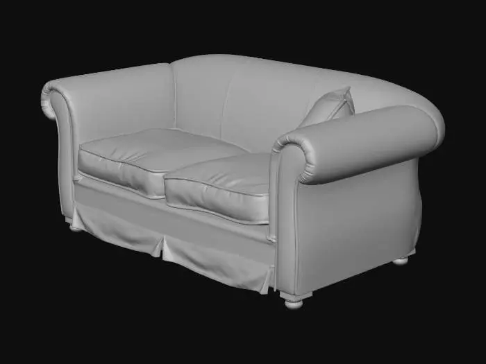 3D model for Old dirty sofa, discarded furniture, ripped fabric, stained upholstery, worn out couch, urban debris, realistic style