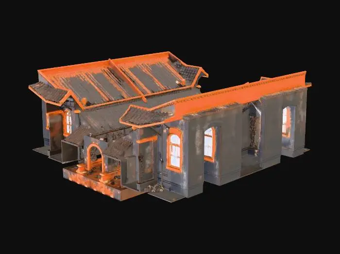 3D model for Segment of rusty mine cart railway tracks on wooden sleepers

, derelict industrial style, red brick walls, heavily rusted corrugated metal roofs, broken glass windows, oil stains on concrete floors, overgrown with vines, post-apocalyptic vibe, game asset