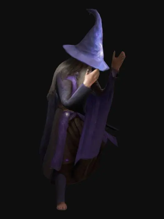 3D model for Mensch, Männlich, Zaubere, T-Pose, Langer Bart, Lange Haare, Zauberhut.