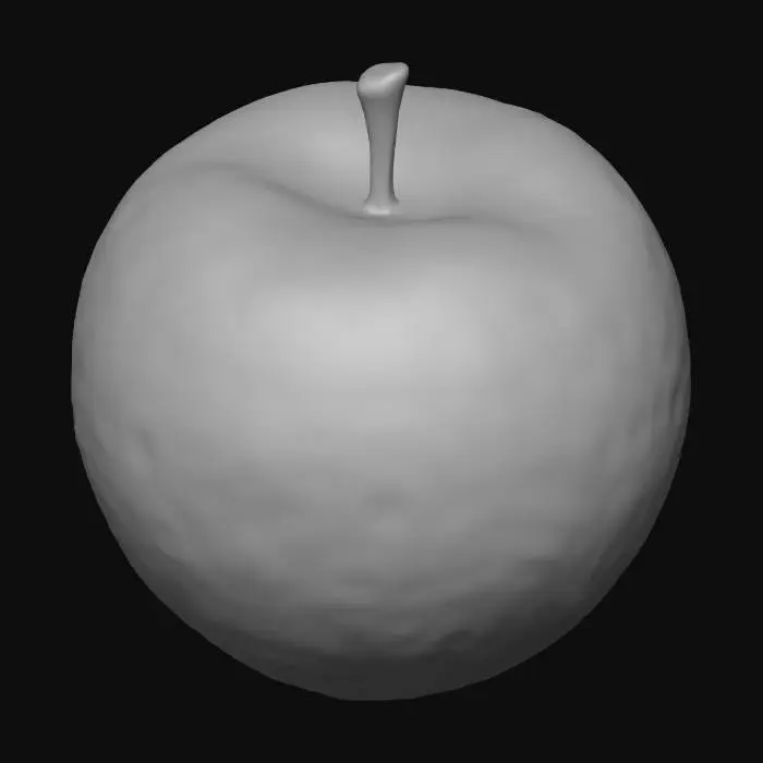 3D model for A ripe, spherical fruit with a slightly irregular, dimpled surface and a vibrant, smooth skin that transitions from sunny yellow to a blush of crimson. Its firm, plump form suggests a juicy interior, with a subtly waxy feel to the touch. A small, dark stem fragment might be visible at one pole, contrasting with the fruit's overall bright and appealing coloration.