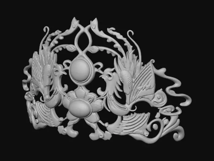 3D model for Golden Dragon Phoenix Tiara