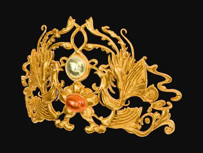 3D model for Golden Dragon Phoenix Tiara