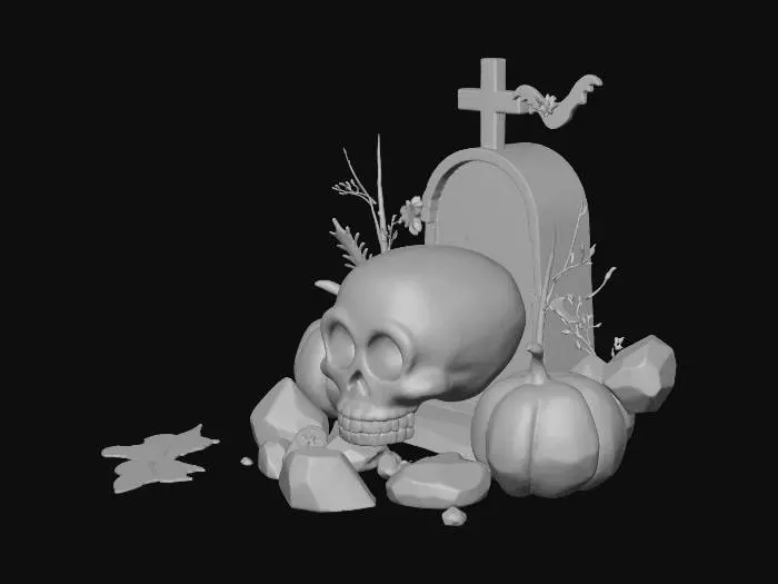 3D model for Halloween Graveyard Scene