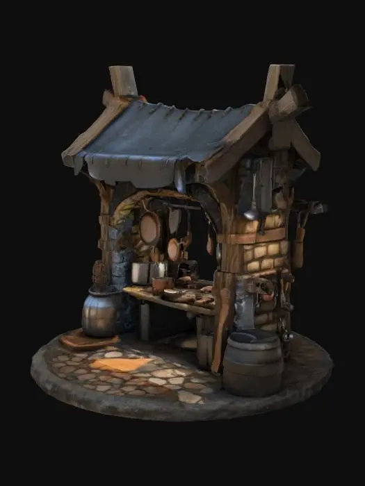 3D model for Medieval Marketplace Stall