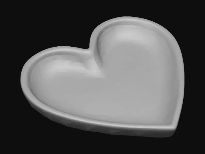 3D model for One heart shaped plate. Green and shining, reptile-like.