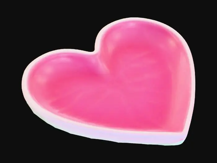 3D model for One heart shaped plate. Green and shining, reptile-like.