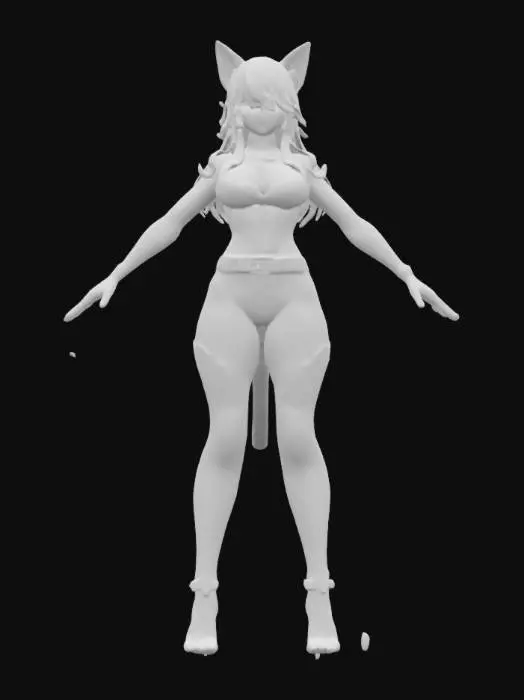 3D model for felicia, mulher gato, pose A, cinta liga