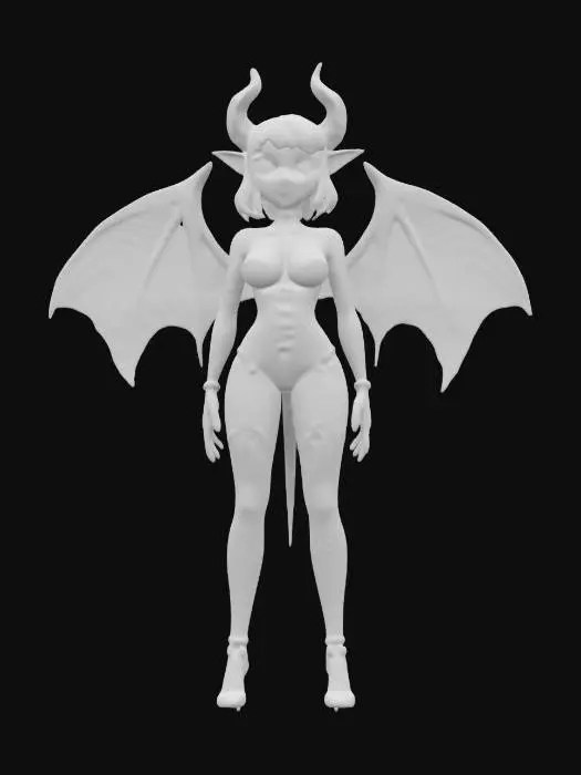 3D model for Succubus, estilizada, boas proporções, espartilho, cabelo curto, franja chanel
