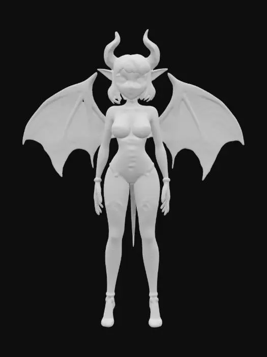 3D model for Succubus, estilizada, boas proporções, espartilho, cabelo curto, franja chanel