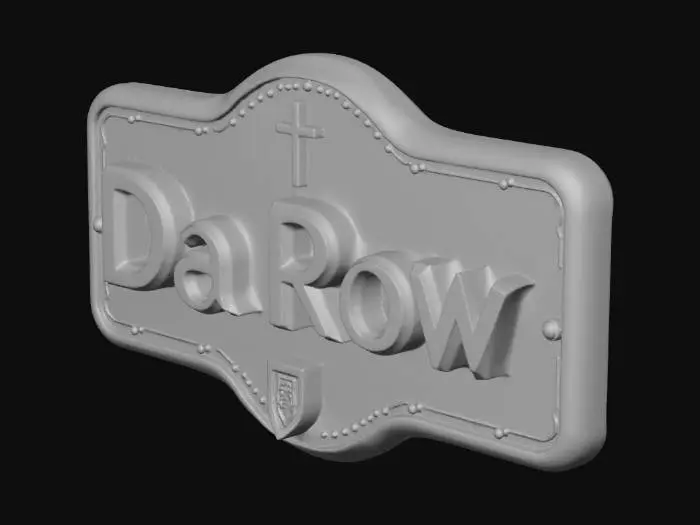 3D model for Make me a sign that say Da Row with a purple saints logo