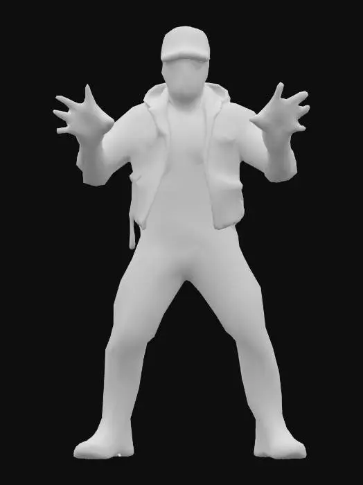 3D model for Create a low-poly, game-ready 3D character of a street dealer