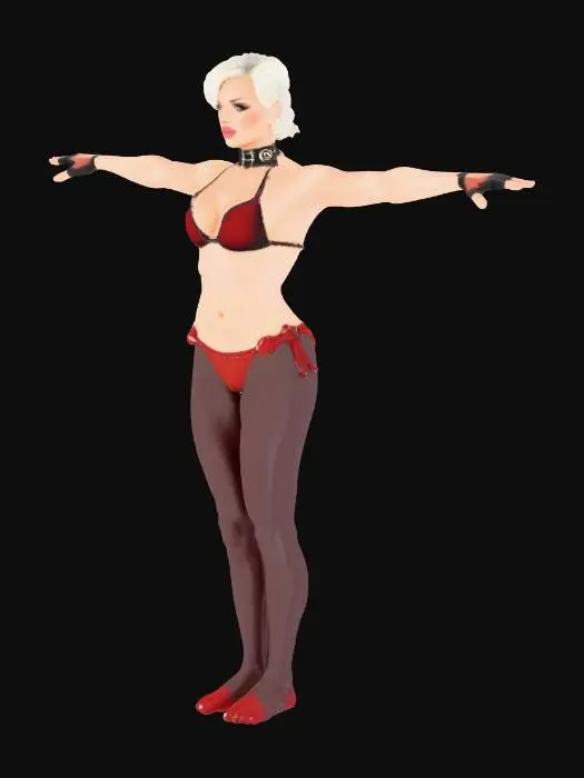 3D model for tall woman in bikini with long hairs