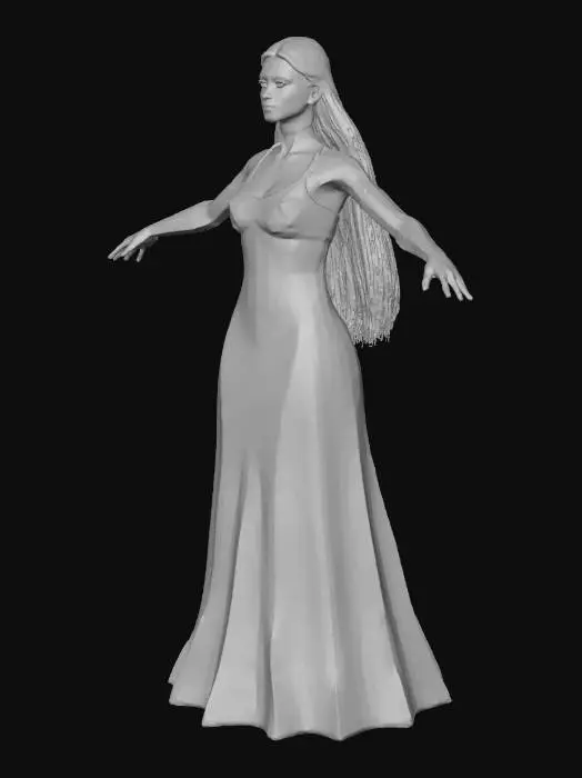 3D model for tall woman in bikini with long hairs