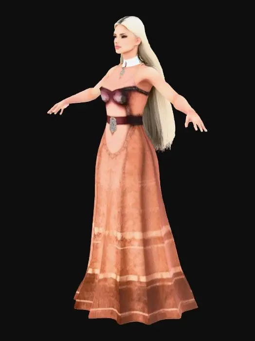 3D model for tall woman in bikini with long hairs