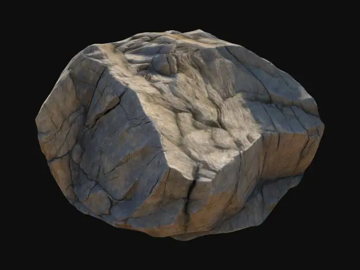 3D model for A large, rugged cliff chunk with a rough, uneven surface. The rock formation has deep cracks, weathered edges, and a slightly jagged structure. The style is semi-realistic