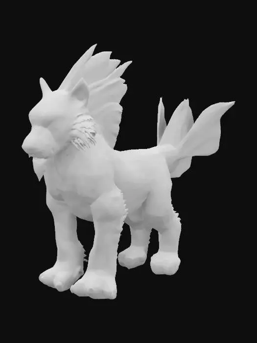 3D model for A tiger with fish scales covering its body, gills on its neck, and a dorsal fin running down its back. Its paws are webbed, and its tail ends in a fish-like fin. The face is fierce but aquatic.