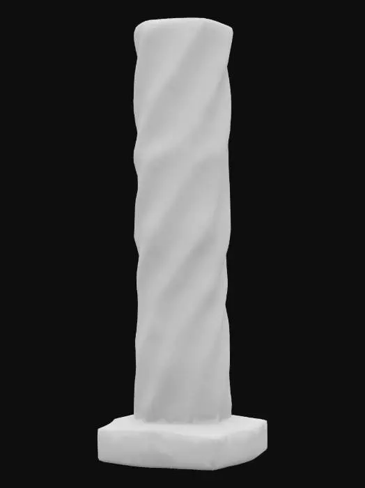 3D model for Tall vertical ice pillar with faceted, crystalline structure, designed as natural landmark or decorative frozen column